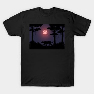 Forest Night Druid Panther D20 Dice Moon Tabletop RPG Maps and Landscapes T-Shirt